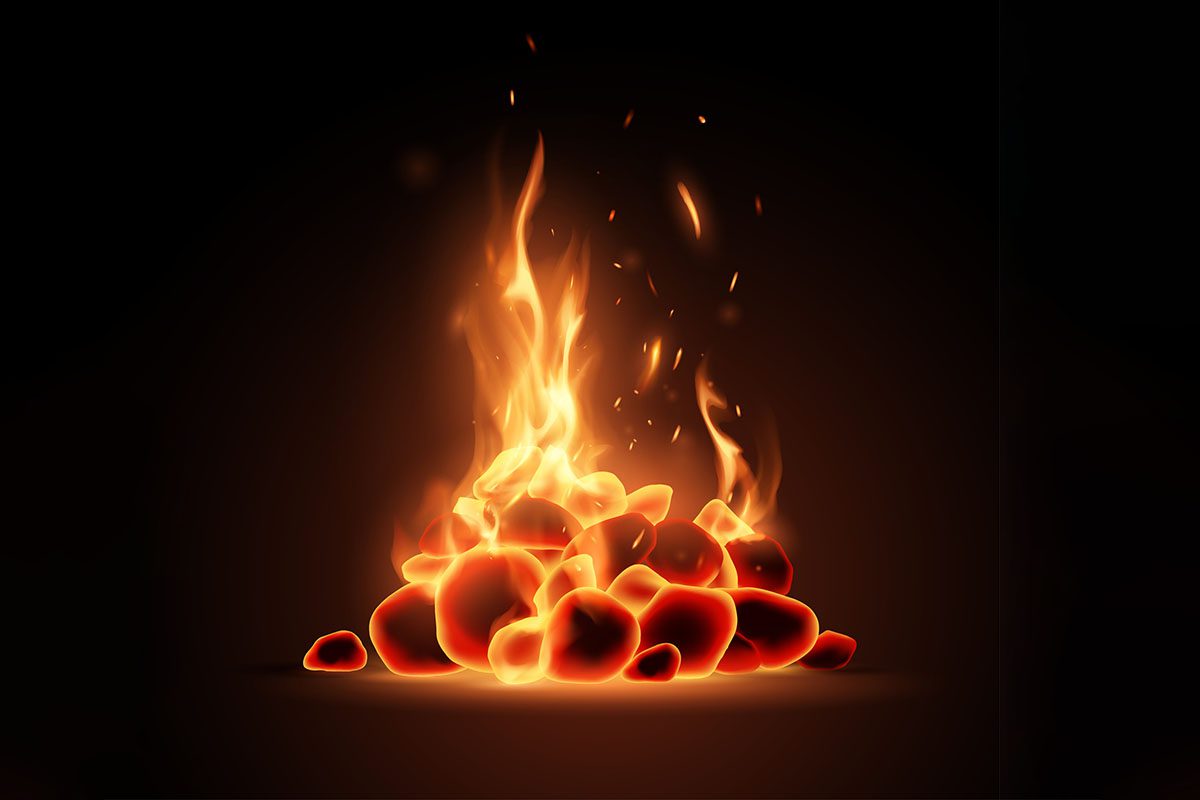 Image of aflame charcoal burning